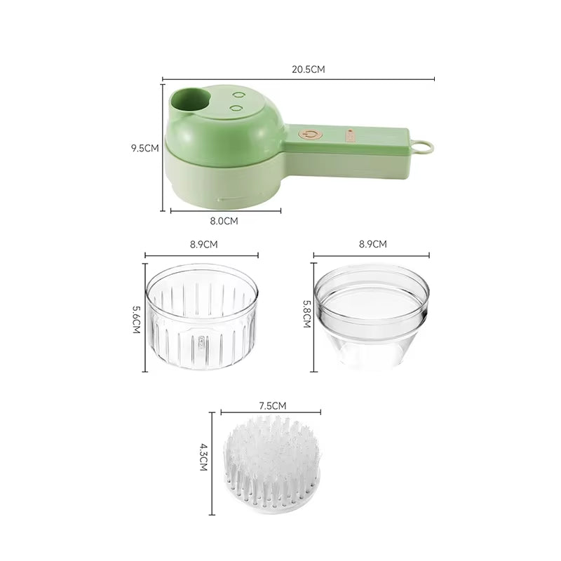 4-in-1 Electric Vegetable Chopper & Slicer – Cordless Food Processor for Garlic, Vegetables, Meat & Kitchen Prep