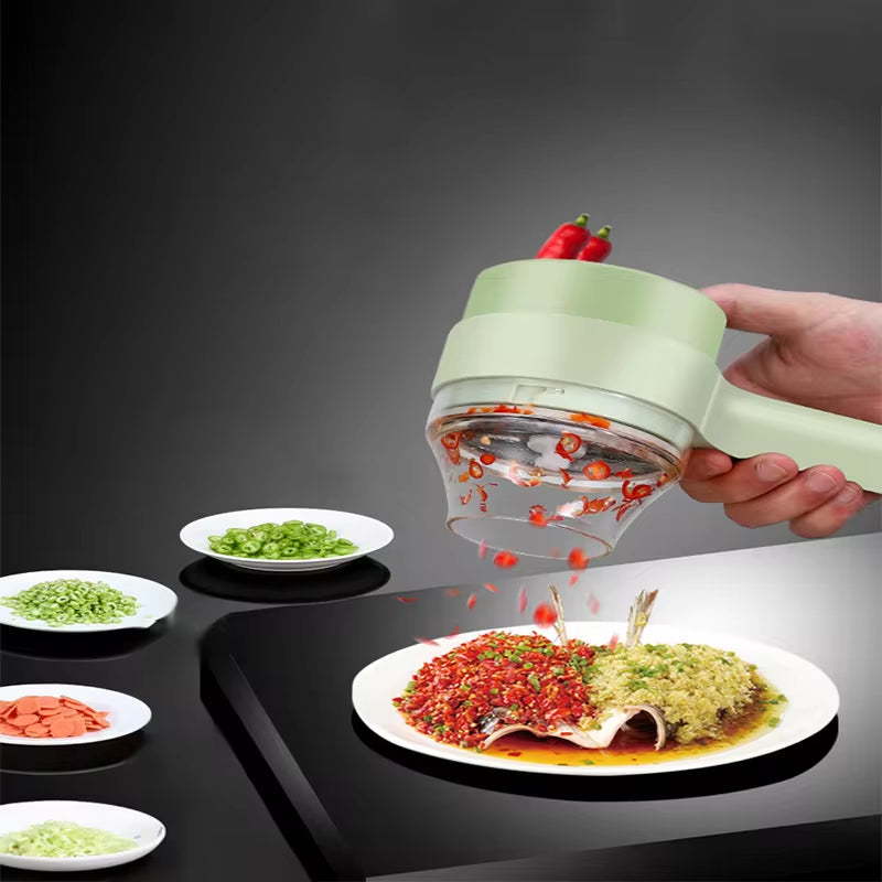 4-in-1 Electric Vegetable Chopper & Slicer – Cordless Food Processor for Garlic, Vegetables, Meat & Kitchen Prep