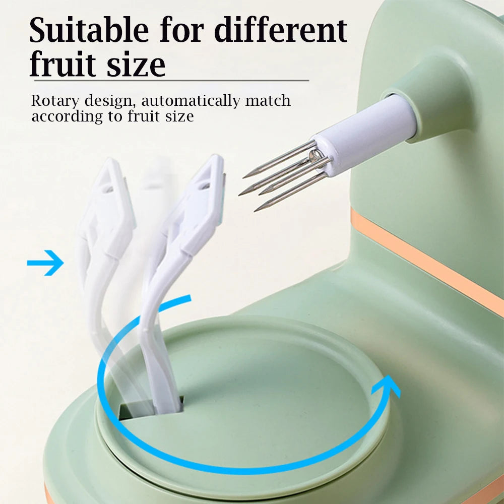 Hand Crank Fruit Peeler & Slicer – Apple, Pear & More with Divider & Spare Blades