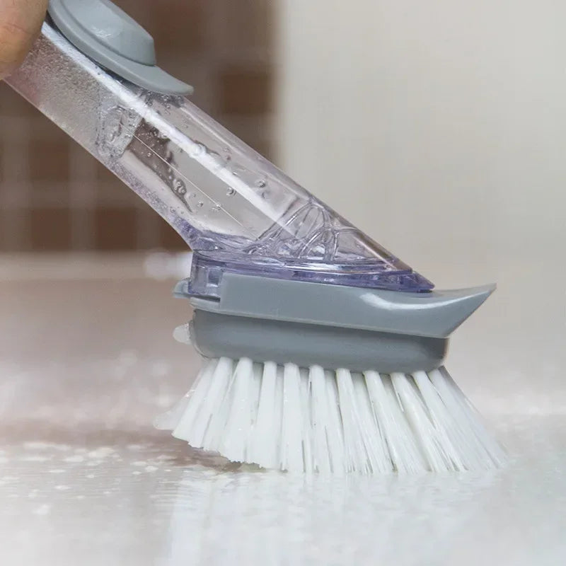 Soap Dispensing Dish Brush Set – 2-in-1 Long Handle Scrubber with Removable Sponge