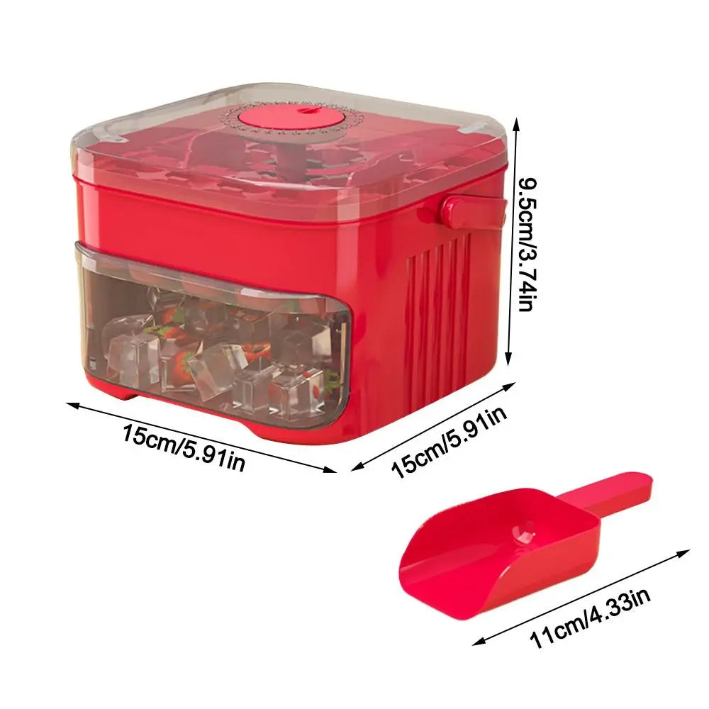 50-Cube Ice Maker with Easy Press Lid – Double Layer Ice Cube Tray & Storage Box for Refrigerator