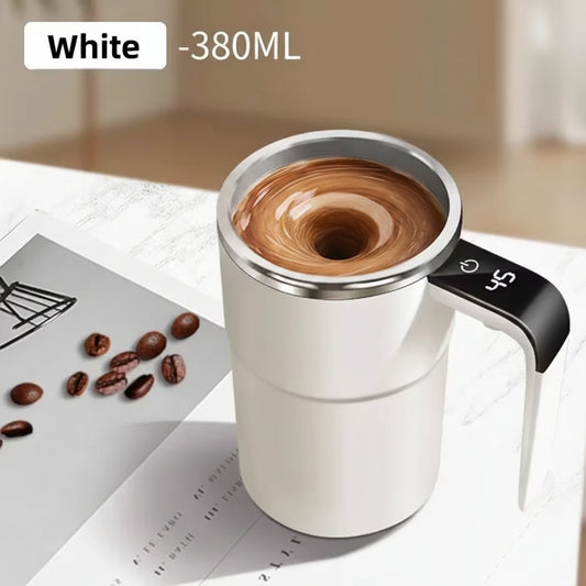 380ML Electric Self Stirring Coffee Mug – USB Rechargeable Magnetic Mixing Cup with Digital Temperature Display