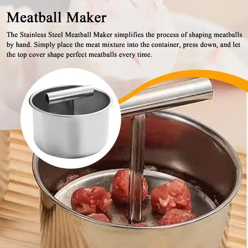 Stainless Steel Meatball Maker – Manual Meatball Mold for Perfect Meatballs, Falafel, Dough Balls & Meal Prep