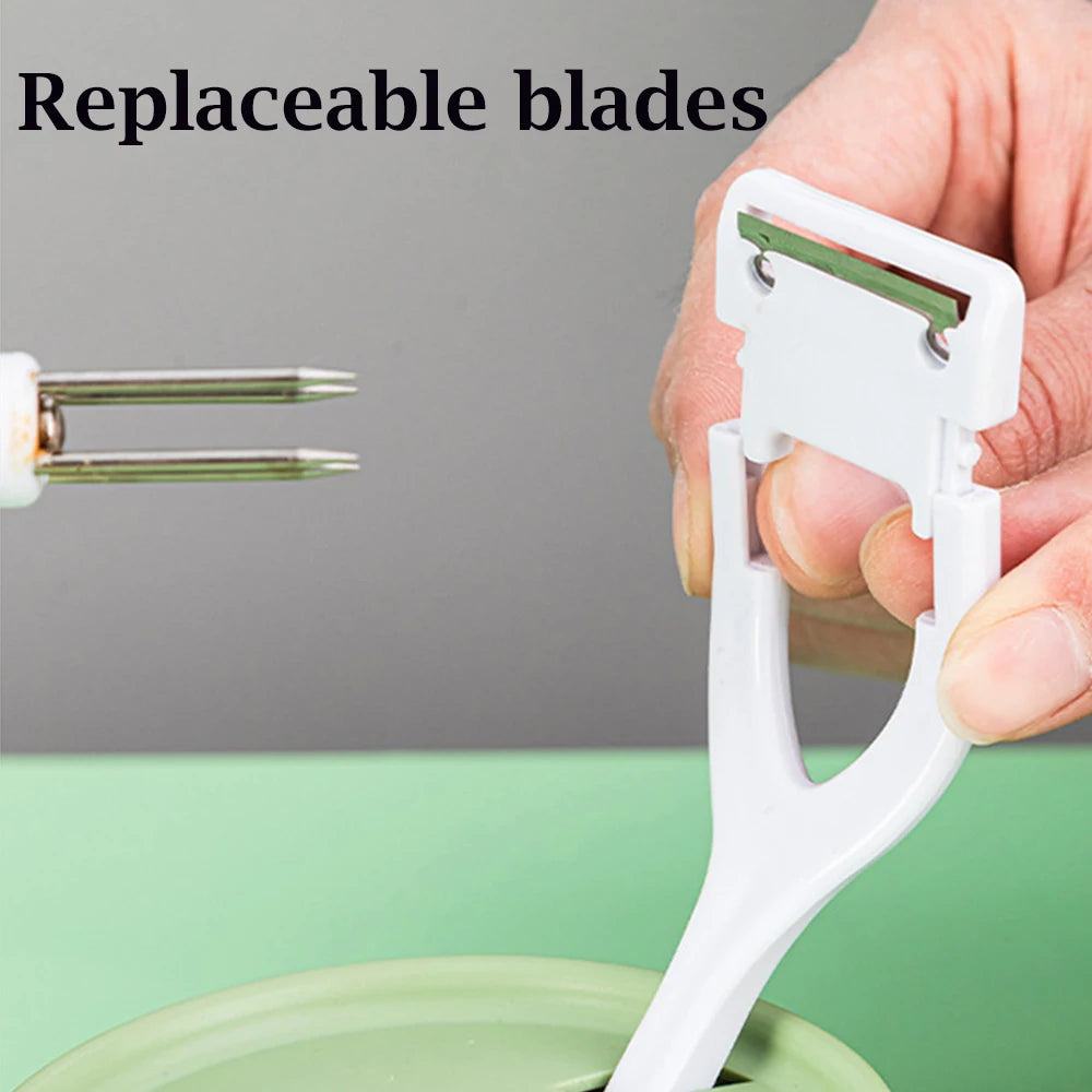 Hand Crank Fruit Peeler & Slicer – Apple, Pear & More with Divider & Spare Blades