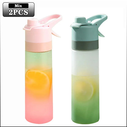 650ml Mist Spray Water Bottle with Straw – Portable Sports Hydration Bottle for Gym, Travel & Outdoor Activities