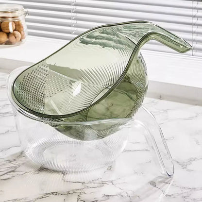 Rice Washing Bowl with Strainer & Side Drainers – Colander Basket for Veggies, Beans & Pasta