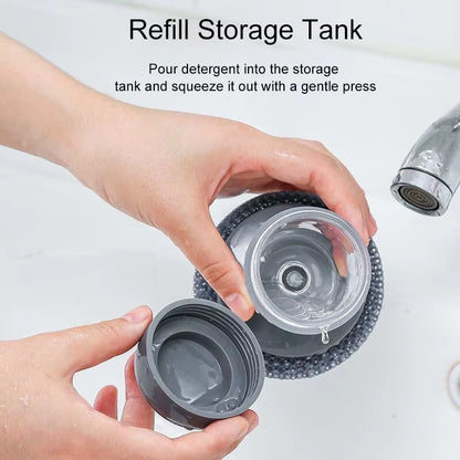 Soap Dispensing Dish Brush – Refillable Kitchen Scrubber with Built-In Detergent Dispenser for Pots, Pans & Sink Cleaning