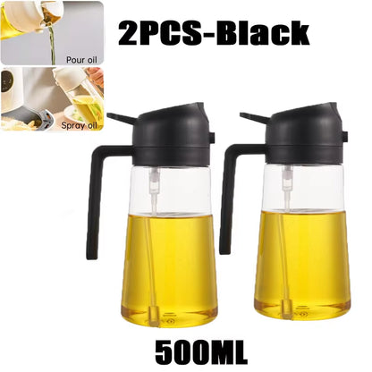 500ML Kitchen Oil Sprayer Bottle – 2-in-1 Olive Oil Dispenser for Roasting, Grilling & Salad Dressing