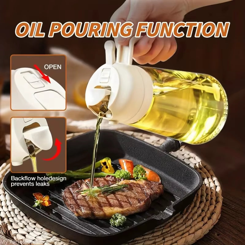 500ML Kitchen Oil Sprayer Bottle – 2-in-1 Olive Oil Dispenser for Roasting, Grilling & Salad Dressing