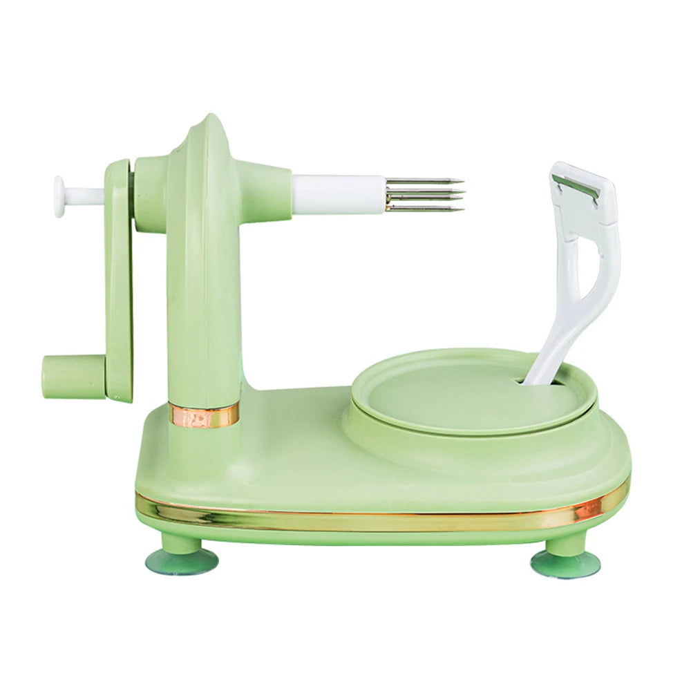 Hand Crank Fruit Peeler & Slicer – Apple, Pear & More with Divider & Spare Blades