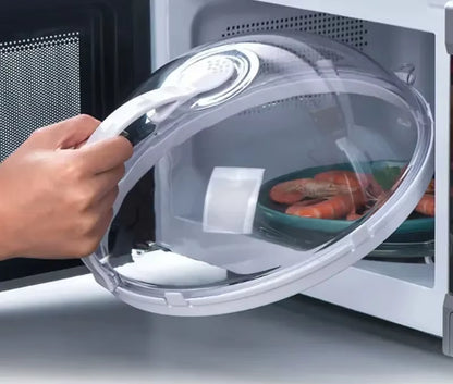 Microwave Food Cover with Steam Vent & Handle – Transparent Splatter Guard for Plates and Bowls