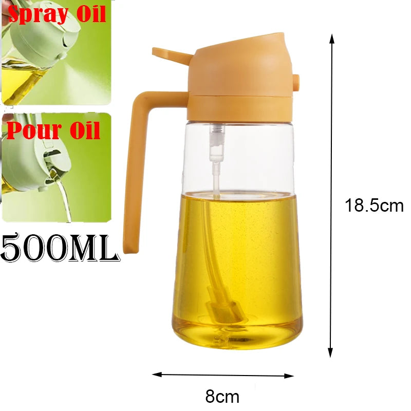 500ML Kitchen Oil Sprayer Bottle – 2-in-1 Olive Oil Dispenser for Roasting, Grilling & Salad Dressing