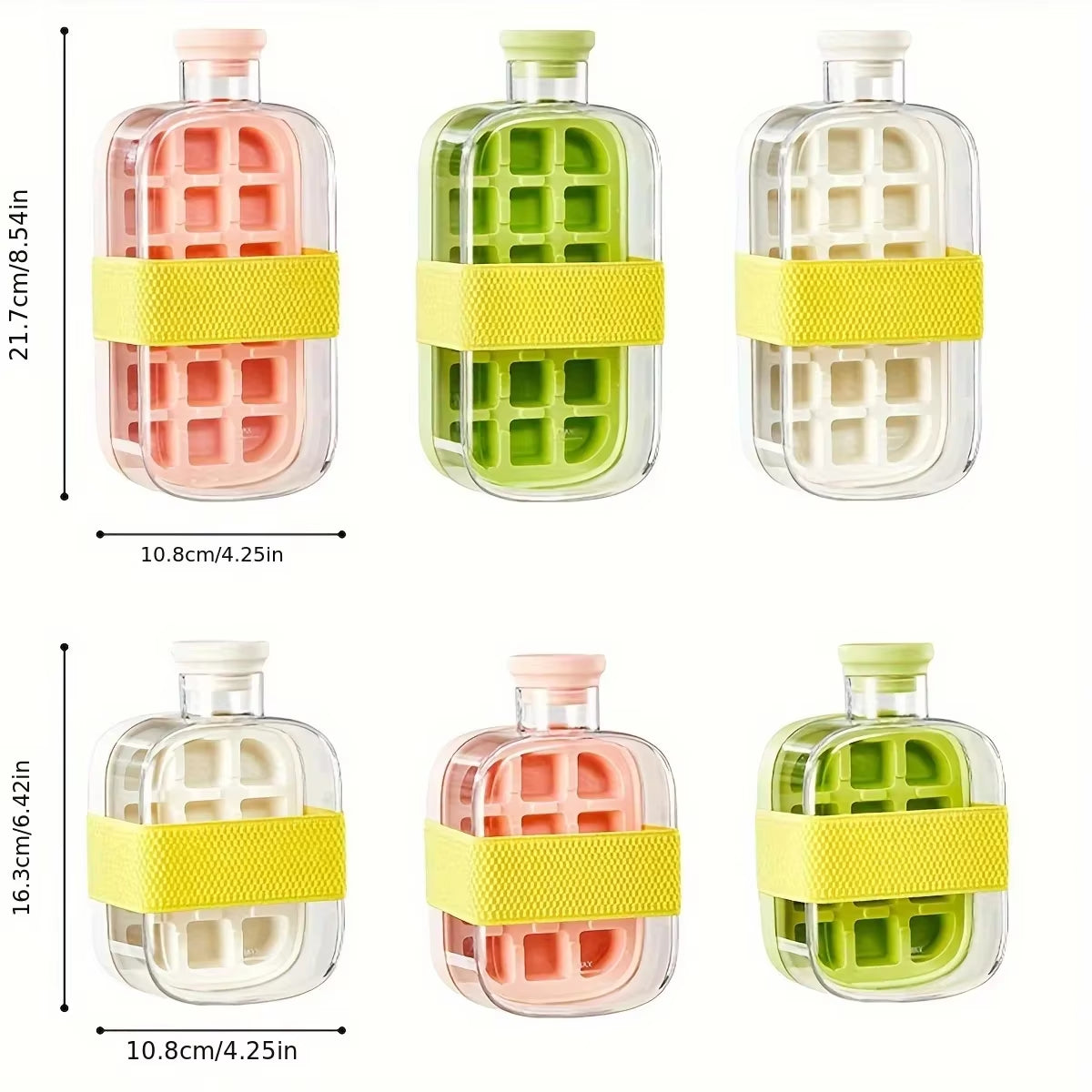 2-in-1 Ice Cube Maker Water Bottle with Straw – Easy Press Ice Release Portable Ice Mold Tray Cup