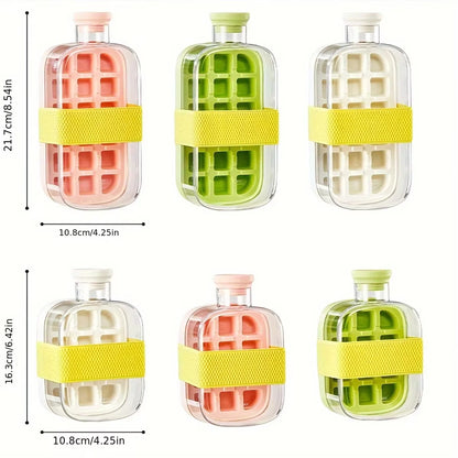 2-in-1 Ice Cube Maker Water Bottle with Straw – Easy Press Ice Release Portable Ice Mold Tray Cup