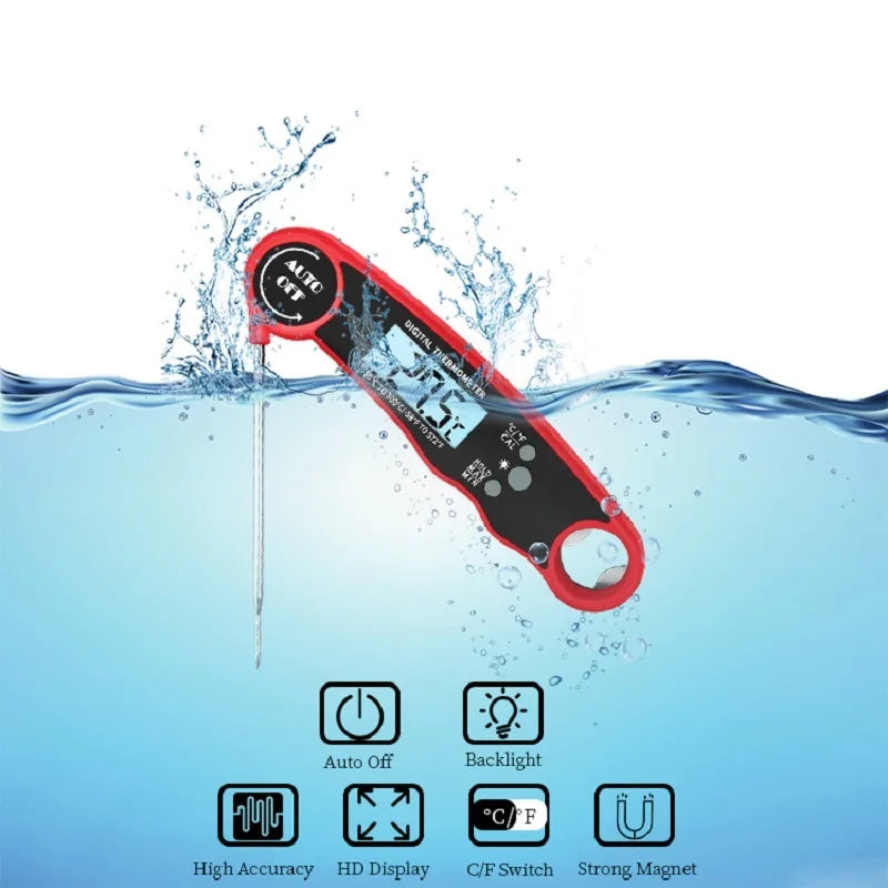 Waterproof Digital Meat Thermometer – Instant Read Food Temperature Probe for BBQ, Grilling, Cooking, Baking & Kitchen Use