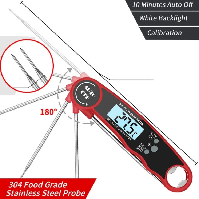 Waterproof Digital Meat Thermometer – Instant Read Food Temperature Probe for BBQ, Grilling, Cooking, Baking & Kitchen Use