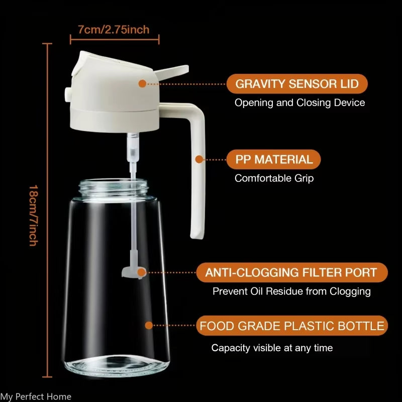 500ML Kitchen Oil Sprayer Bottle – 2-in-1 Olive Oil Dispenser for Roasting, Grilling & Salad Dressing