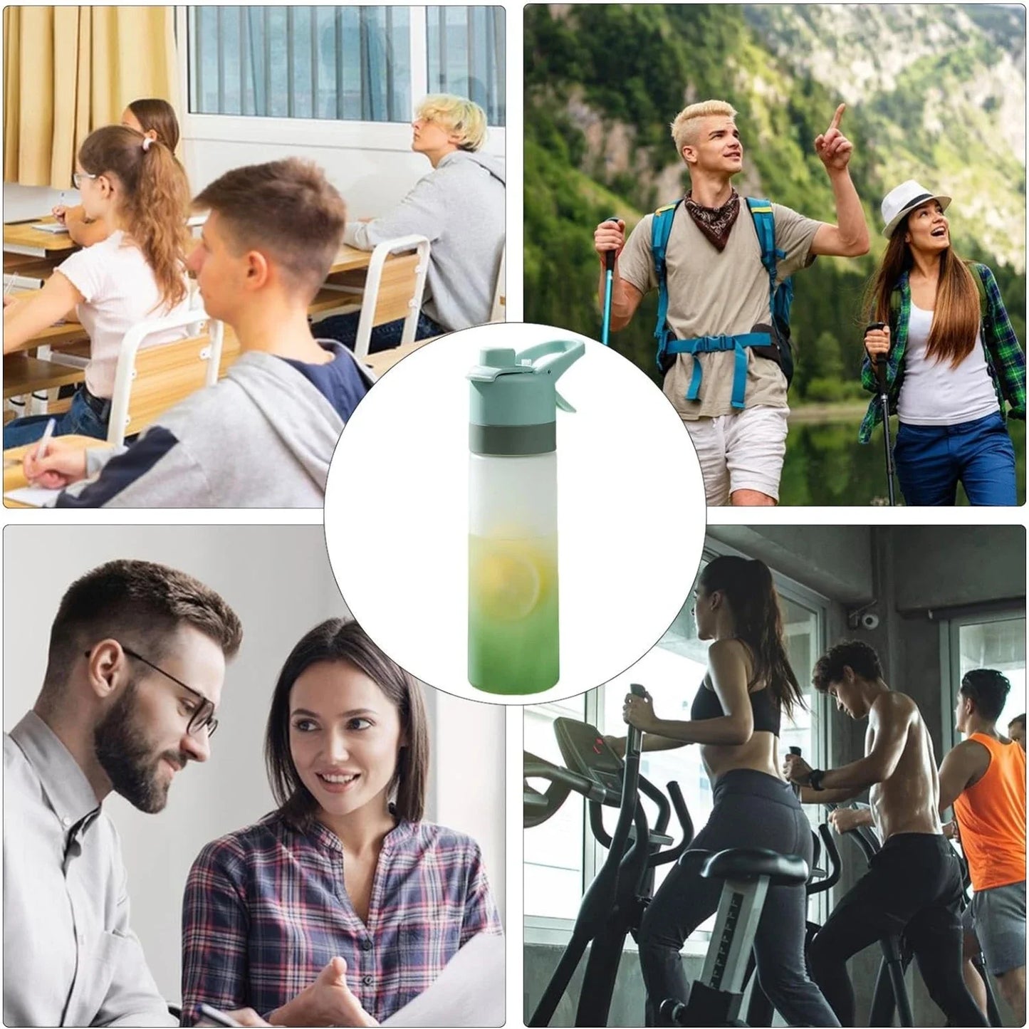 650ml Mist Spray Water Bottle with Straw – Portable Sports Hydration Bottle for Gym, Travel & Outdoor Activities