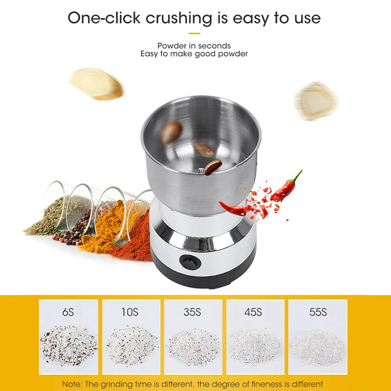 300ML Mini Electric Coffee & Spice Grinder – 4 Stainless Steel Blades | Grain Mill, Herb, Pepper & Baby Food Pulverizer
