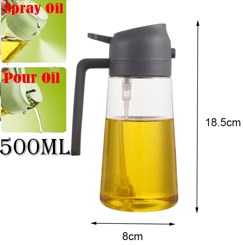 500ML Kitchen Oil Sprayer Bottle – 2-in-1 Olive Oil Dispenser for Roasting, Grilling & Salad Dressing