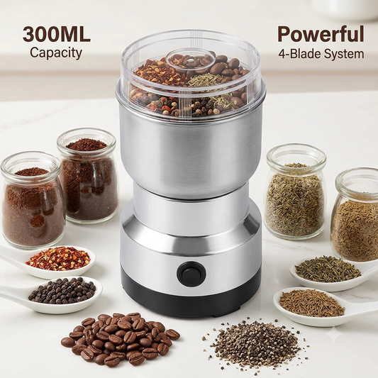 Mini Electric Spice & Coffee Grinder – 300ML, 4 Stainless Steel Blades
