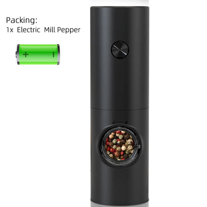 Electric Automatic Mill Pepper and Salt Grinder with Base Set Battery Powered with LED Light Adjustable Coarseness Kitchen Tool