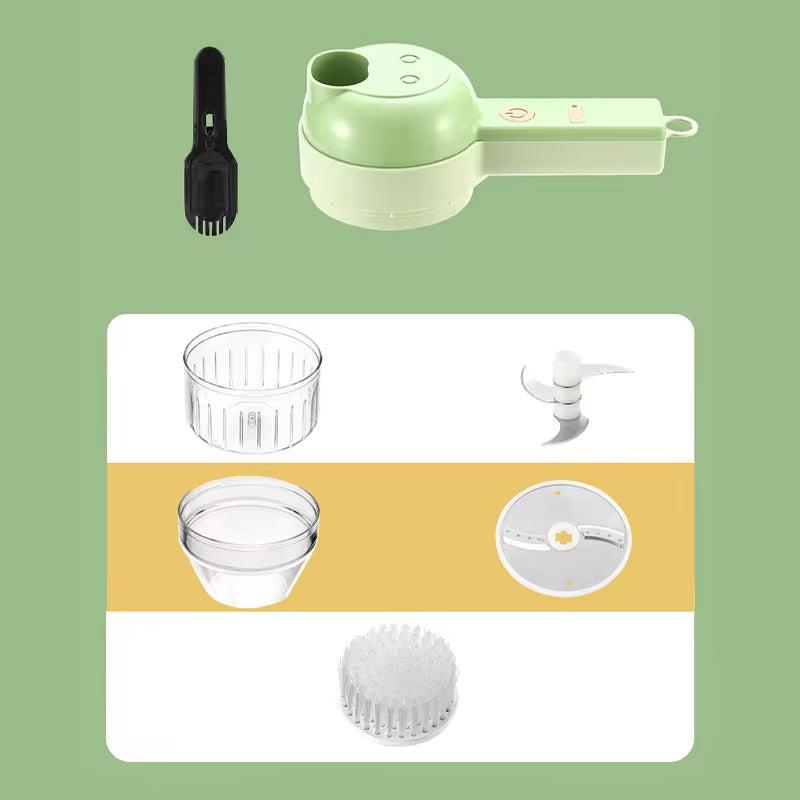 4-in-1 Electric Vegetable Chopper & Slicer – Cordless Food Processor for Garlic, Vegetables, Meat & Kitchen Prep