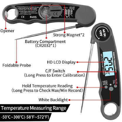 Waterproof Digital Meat Thermometer – Instant Read Food Temperature Probe for BBQ, Grilling, Cooking, Baking & Kitchen Use