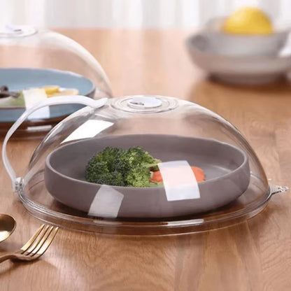 Microwave Food Cover with Steam Vent & Handle – Transparent Splatter Guard for Plates and Bowls