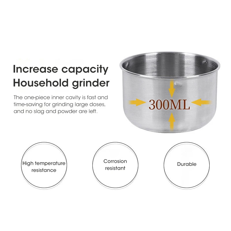 300ML Mini Electric Coffee & Spice Grinder – 4 Stainless Steel Blades | Grain Mill, Herb, Pepper & Baby Food Pulverizer
