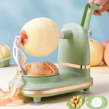 Hand Crank Fruit Peeler & Slicer – Apple, Pear & More with Divider & Spare Blades