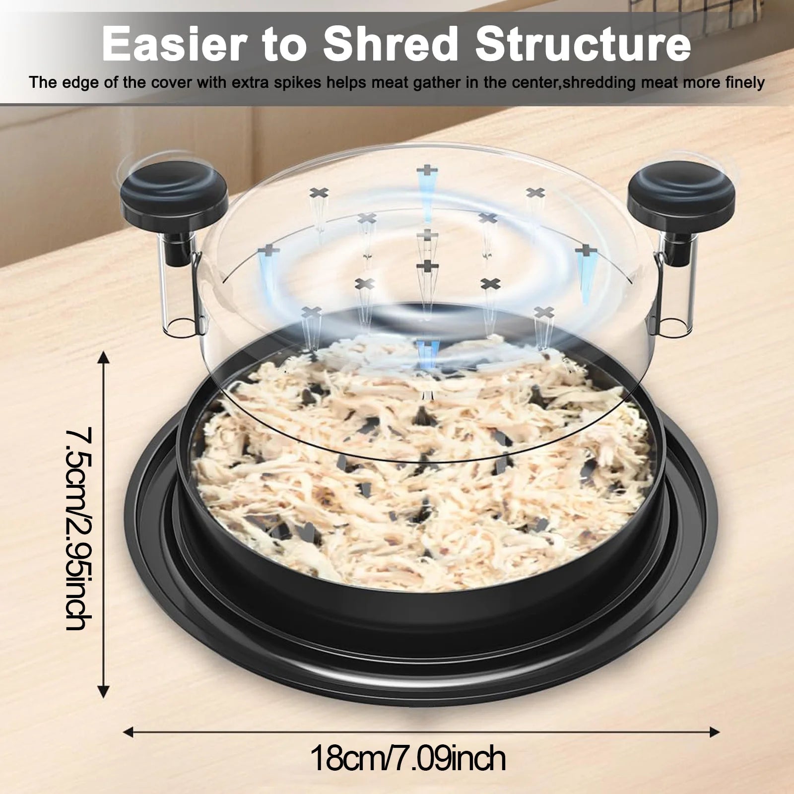 Upgraded Chicken Shredder Tool with Transparent Lid – Large Non-Slip Meat & Vegetable Shredder for Fast Food Preparation