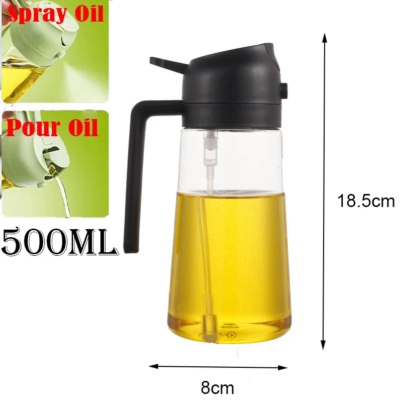 500ML Kitchen Oil Sprayer Bottle – 2-in-1 Olive Oil Dispenser for Roasting, Grilling & Salad Dressing