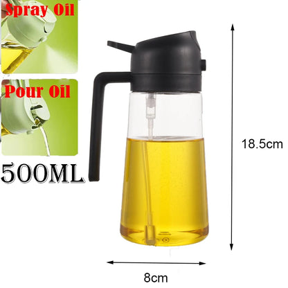 500ML Kitchen Oil Sprayer Bottle – 2-in-1 Olive Oil Dispenser for Roasting, Grilling & Salad Dressing