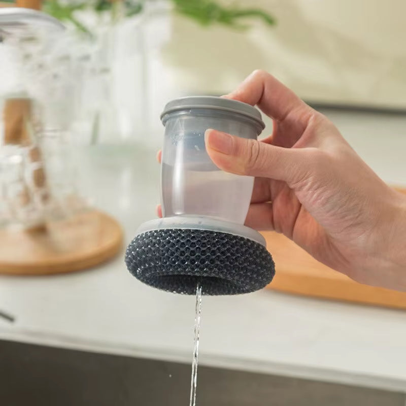 Soap Dispensing Dish Brush – Refillable Kitchen Scrubber with Built-In Detergent Dispenser for Pots, Pans & Sink Cleaning