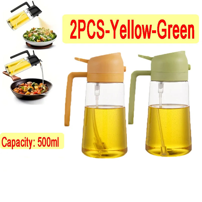 500ML Kitchen Oil Sprayer Bottle – 2-in-1 Olive Oil Dispenser for Roasting, Grilling & Salad Dressing