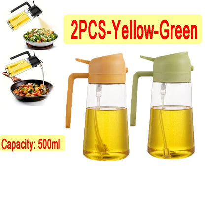 500ML Kitchen Oil Sprayer Bottle – 2-in-1 Olive Oil Dispenser for Roasting, Grilling & Salad Dressing