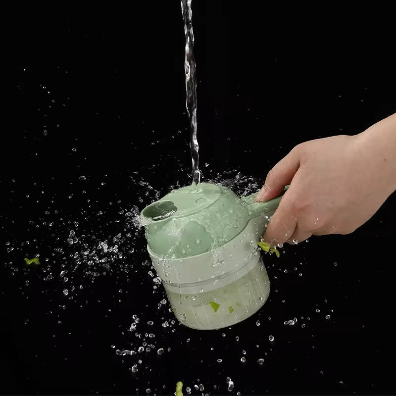 4-in-1 Electric Vegetable Chopper & Slicer – Cordless Food Processor for Garlic, Vegetables, Meat & Kitchen Prep