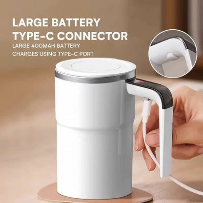 380ML Electric Self Stirring Coffee Mug – USB Rechargeable Magnetic Mixing Cup with Digital Temperature Display
