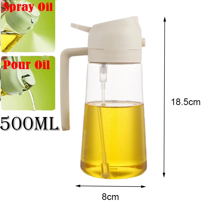 500ML Kitchen Oil Sprayer Bottle – 2-in-1 Olive Oil Dispenser for Roasting, Grilling & Salad Dressing