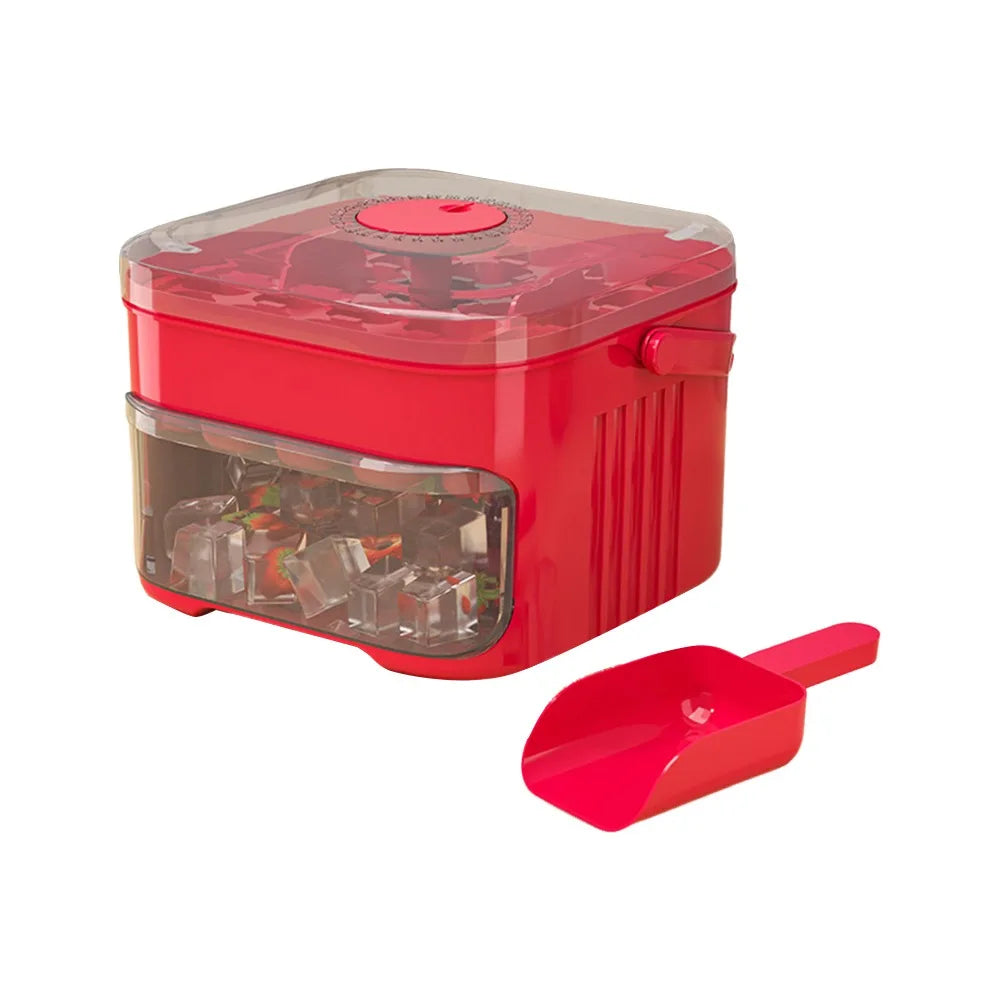 50-Cube Ice Maker with Easy Press Lid – Double Layer Ice Cube Tray & Storage Box for Refrigerator