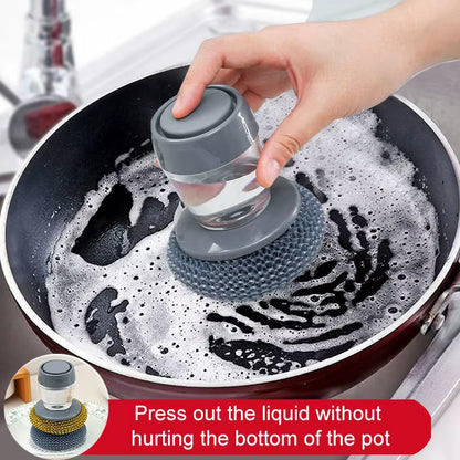 Soap Dispensing Dish Brush – Refillable Kitchen Scrubber with Built-In Detergent Dispenser for Pots, Pans & Sink Cleaning