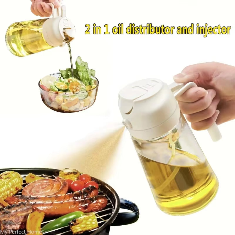500ML Kitchen Oil Sprayer Bottle – 2-in-1 Olive Oil Dispenser for Roasting, Grilling & Salad Dressing