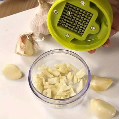 Multifunctional Garlic Press & Ginger Grater – Manual Stainless Steel Garlic Crusher with Storage Container