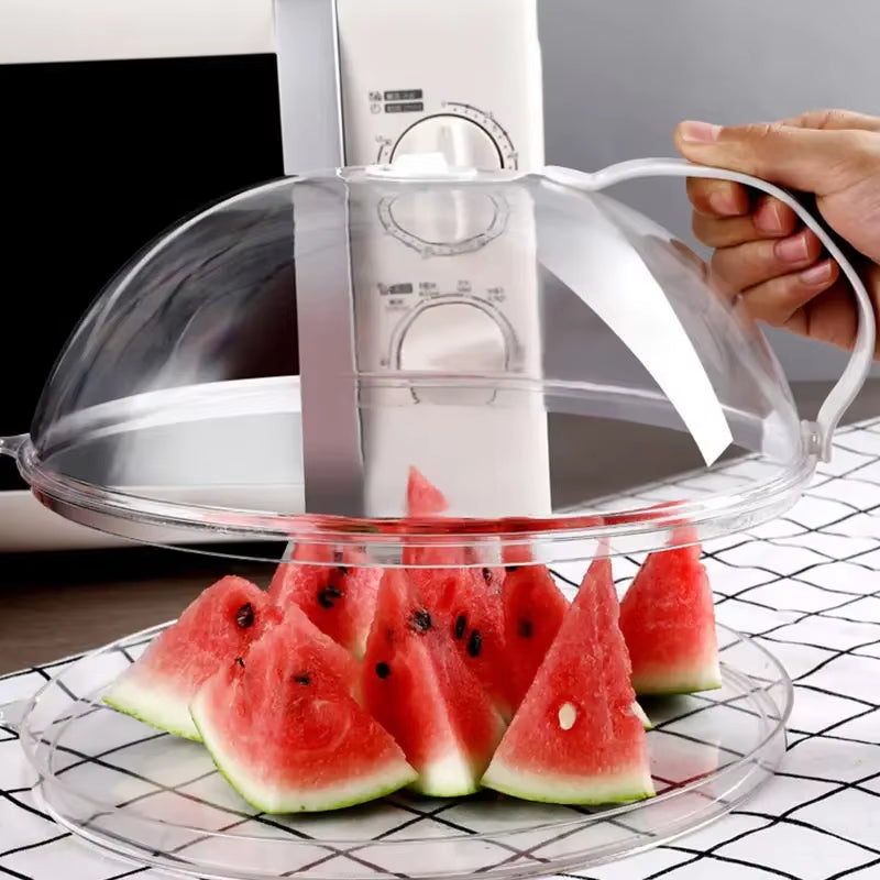Microwave Food Cover with Steam Vent & Handle – Transparent Splatter Guard for Plates and Bowls