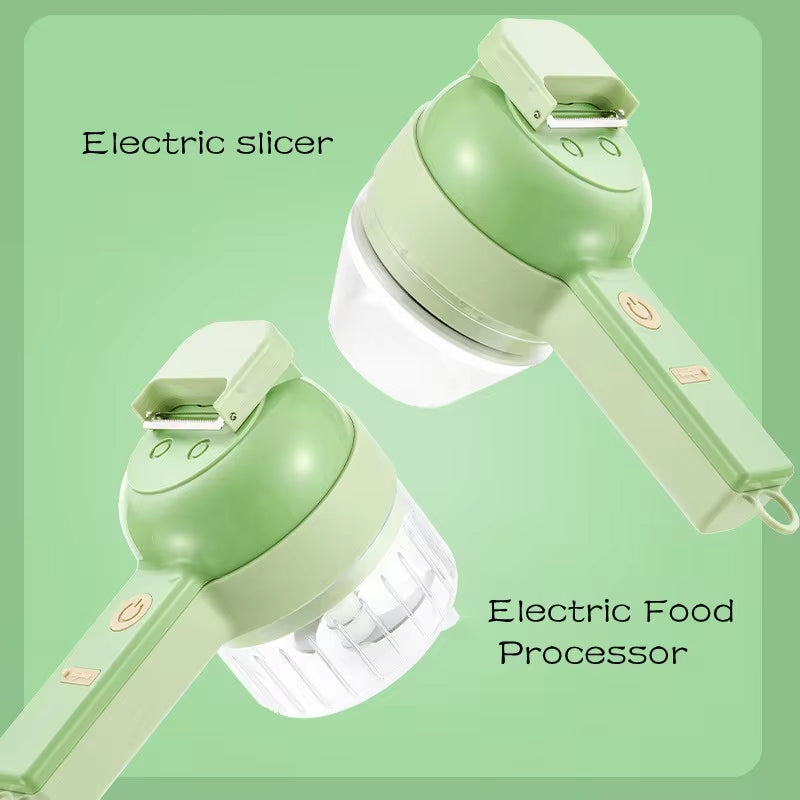 4-in-1 Electric Vegetable Chopper & Slicer – Cordless Food Processor for Garlic, Vegetables, Meat & Kitchen Prep