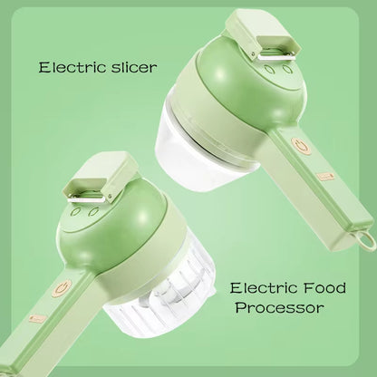 4-in-1 Electric Vegetable Chopper & Slicer – Cordless Food Processor for Garlic, Vegetables, Meat & Kitchen Prep