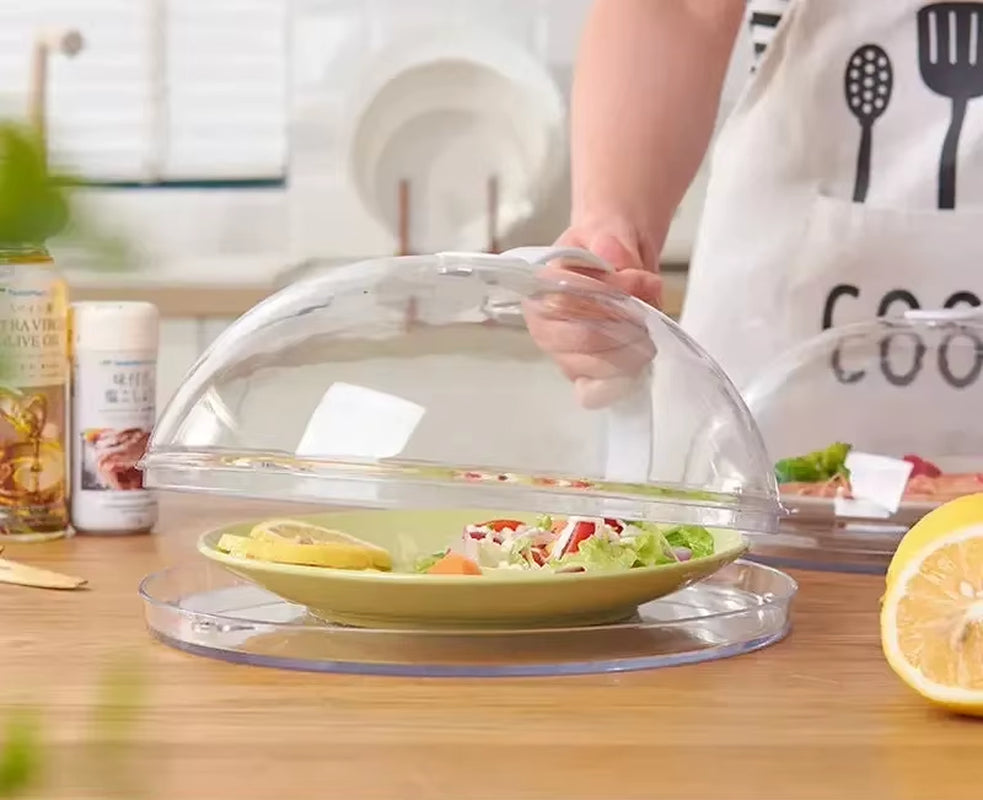 Microwave Food Cover with Steam Vent & Handle – Transparent Splatter Guard for Plates and Bowls