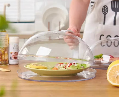 Microwave Food Cover with Steam Vent & Handle – Transparent Splatter Guard for Plates and Bowls