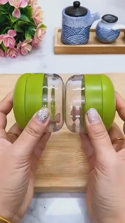 Multifunctional Garlic Press & Ginger Grater – Manual Stainless Steel Garlic Crusher with Storage Container